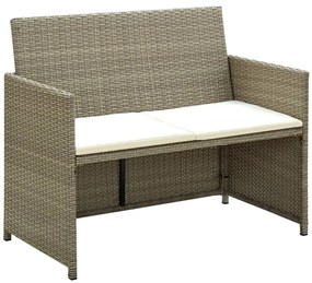 Kétszemélyes bézs polyrattan kerti kanapé párnákkal