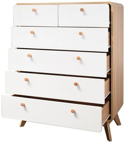 Fehér-natúr színű magas komód tölgyfa dekorral 81x104 cm Caitlin – Støraa