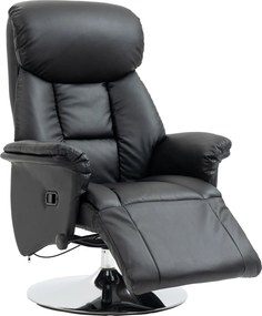 HOMCOM Fekvőfotel Forgószék TV Funkcióval, Lábpihenő, 150 kg Teherbírású TV Szék, Nappalira, Műbőr, Fekete | Aosom