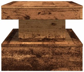 antik fa színű dohányzóasztal LED-lámpákkal 90x50x40 cm