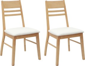 vidaXL Étkező Székek 2 pcs Természetes 43 x 54 x 89 cm Tömör Gumi Fa