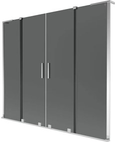 Mexen Velar L Duo, 2 szĂĄrnyas eltolhatĂł kĂĄdparavĂĄn 170 x 150 cm, 8mm szĂŒrke ĂŒveg, krĂłm, 896-170-003-42-01