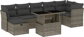 vidaXL 8 részes szürke polyrattan kerti ülőgarnitúra párnákkal