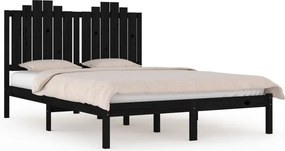 vidaXL fekete tömör fenyőfa ágykeret 140 x 190 cm