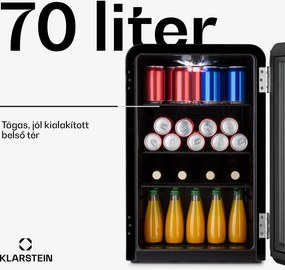 Klarstein PopLife 70L, italhűtőszekrény, 70 liter, 0 - 10 ° C, retro kivitelben