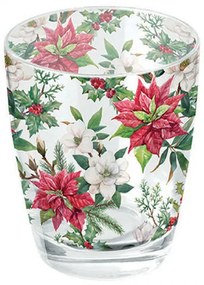 Mikulásvirágos karácsonyi üveg pohár Christmas florals