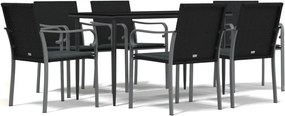 vidaXL 7 részes polyrattan és acél kerti étkezőgarnitúra párnával