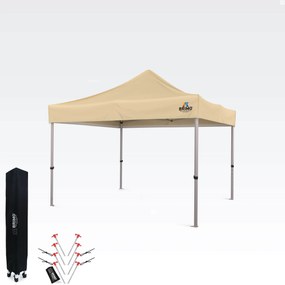 Összecsukható Kerti Pavilon 3x3 m | Prémium UV/PVC Védelem | Masszív BRIMO Vázszerkezet | Gyors Összeszerelés Szerszám Nélkül - falak nélkül - Bézs