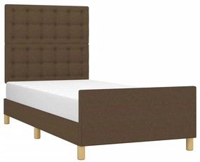 sötétbarna szövet ágykeret fejtámlával 80 x 200 cm