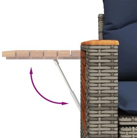 8 részes szürke polyrattan kerti ülőgarnitúra párnával