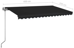 antracitszürke szélérzékelős és LED-es napellenző 450 x 350 cm