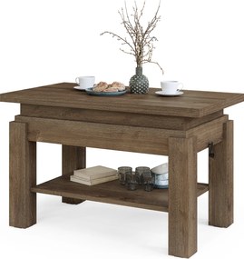 Mazzoni BRAWO Barna Tölgy - NYITHATÓ/MAGASÍTHATÓ DOHÁNYZÓASZTAL POLCCAL ÉTKEZŐASZTALKÉNT IS HASZNÁLHATÓ