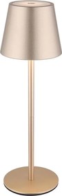 Globo 58488CH-LED VANNIE érintéses, dimmelhető, újratölthető kültéri asztali lámpa, 3W/5V, IP54, 1800mAh, sárgaréz