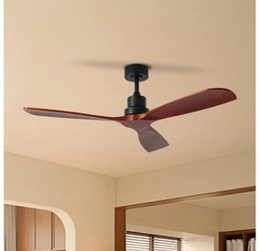 ZEVENTI - LIONI mennyezeti ventilátor Wi-Fi Tuya fekete/tölgy + távirányító