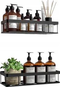 Zuhanypolc Fúrás nélküli Konyhai Fürdőszoba Polc Fekete Loft