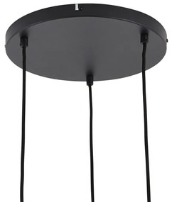 Design függőlámpa fekete szivárványos üveggel, kerek, 3-lámpás - Mallon