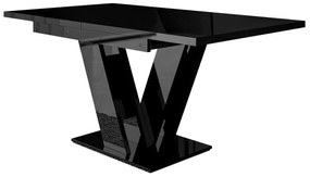 Asztal Goodyear 104Fényes fekete, 76x80x120cm, Hosszabbíthatóság, Laminált forgácslap, Laminált forgácslap