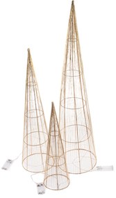 Golden Glow világító karácsonyi kúpok szett, 3 db