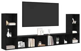 TV szekrény 4 pcs Musta tammi 37 x 35 x 107.5 cm Műanyag Fa