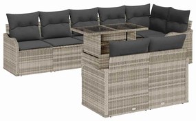 vidaXL Kerti Kanapé Szett párnával 9 pcs Világosszürke Poly Rattan