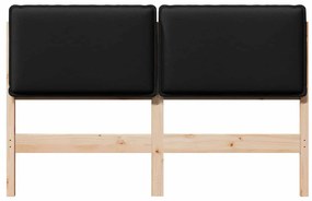 Kárpitozott fejtámla Természetes és fekete 160 cm Tömör fenyőfa