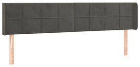 sötétszürke bársony LED-es fejtámla 183 x 16 x 78/88 cm