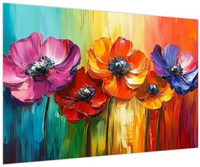 Kép - Öt színes virág (90x60 cm)