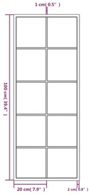 fekete fém fali tükör 100 x 40 cm