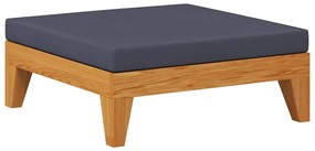 vidaXL elemes tömör akácfa lábtartó sötétszürke párnával