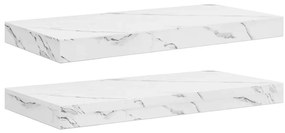 vidaXL Falpolc tárolóval 2 pcs Fehér márvány 50 x 23,5 x 4 cm Faanyag
