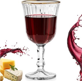 Pohár Csíkos Vonalak Arany fehérbor vörös víz üveg 220 ml