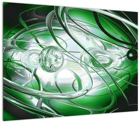 Zöld absztrakt kép (üvegen) (70x50 cm)