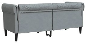 2 személyes világosszürke szövet Chesterfield kanapé