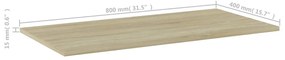 4 db sonoma-tölgy színű forgácslap könyvespolc lap 80x40x1,5 cm