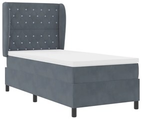 Boxspring Ágy Matrac Közép Szürke 90x190 cm Bársonyos