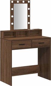 vidaXL Öltözködőasztal fiókkal tükörrel Barna 79 x 41 x 140 cm Faanyag