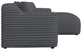 Sötétszürke kordbársony sarokkanapé (jobb oldali-heverő résszel) Martin – Ropez