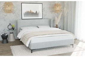 Szürke kárpitozott franciaágy ágyráccsal 180x200 cm Basti – Ropez