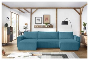 Türkiz kordbársony kinyitható sarokkanapé Nihad – Bobochic Paris