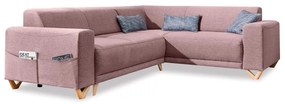 Rózsaszín kinyitható-tárolóhelyes sarokkanapé (jobb oldali-L alakú) Classy Sophie – Miuform