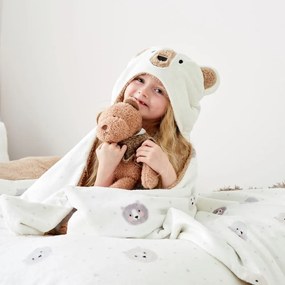 Barna-krémszínű mikroplüss kapucnis takaró 90x125 cm Cosy Bear – Catherine Lansfield