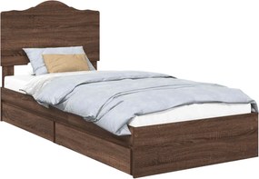 vidaXL Tárolós Ágy fejtámlával Barna Tölgy 100 x 200 cm Faanyag