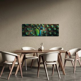Kép – Pávatoll (órával) (90x30 cm)