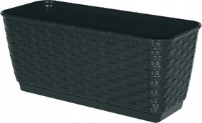 Rattan kaspó láda 40 cm állvány, antracit