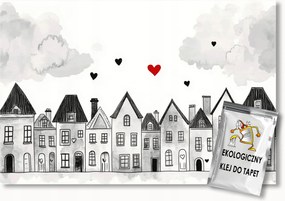 Fotótapéta Flizelina Gyerekek Rajz Város Házikó Szív 150x105 ragasztó