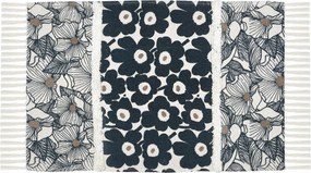 Pamutszőnyeg Fekete-fehér Virágmintás 60 x 90 cm Téglalap Alakú Szőnyeg