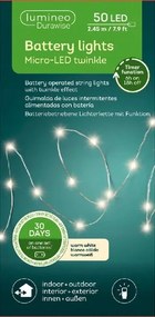 Elemes lámpa 50 Led 2,4 m Flesh hideg fehér 8 funkció 3xAA