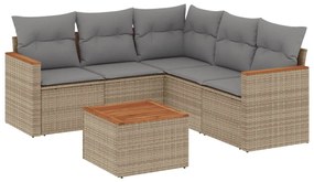 6 részes bézs polyrattan kerti ülőgarnitúra párnával