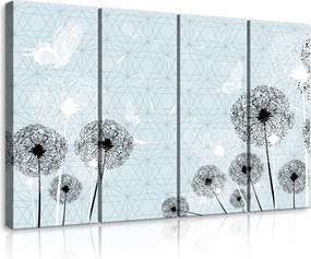 Vászonkép 120x80 moduláris pitypangok pillangók természet absztrakt fali dekoráció