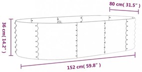 barna porszórt acél kerti magaságyás 152x80x36 cm